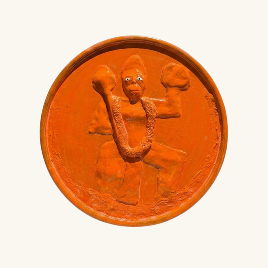 Veer Bajarang Handcrafted Hanumanji Wall Plaque – Folk Art Wooden Devotional Decor