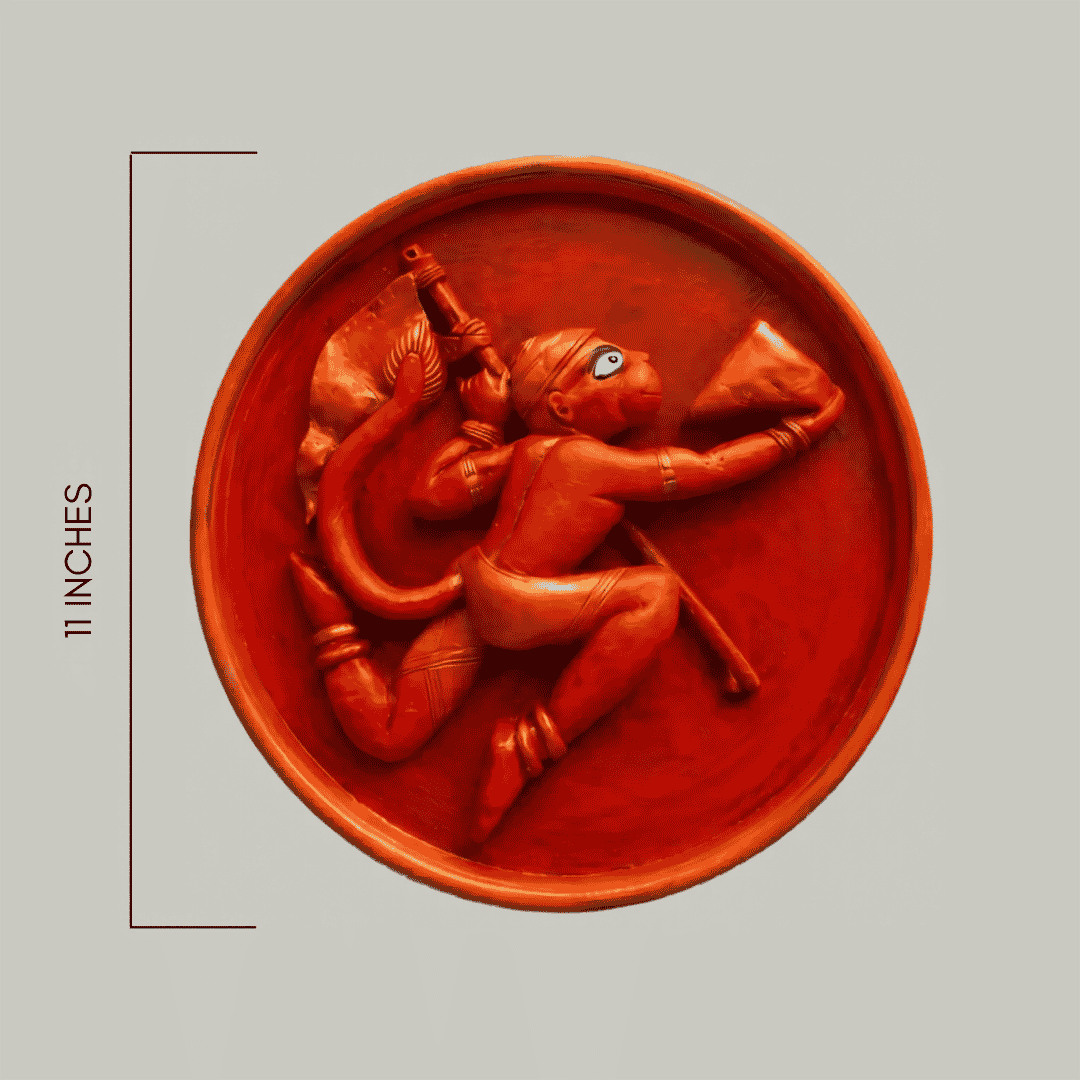 Wooden 3D Clay Art Wall Hanging Decor - Hanuman