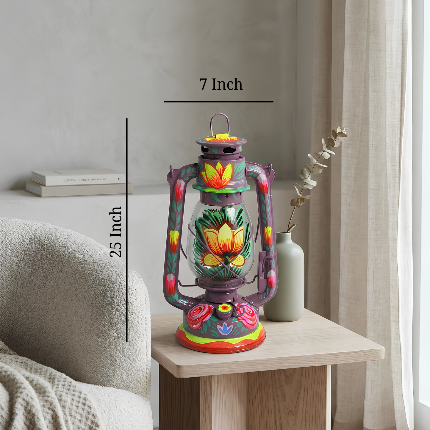 Hand painted Lamp Home Decor - Floral Painting
