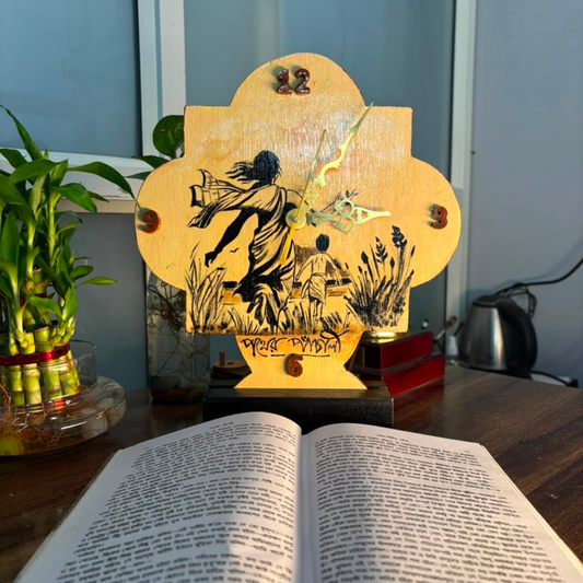 Handmade Wooden Table Clock – Pather Panchali Inspired Art