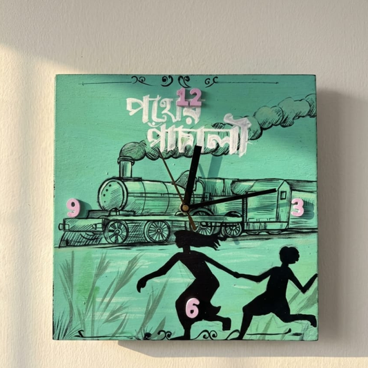Handcrafted Wooden Desk & Wall Clock Clock Panther Panchali Art