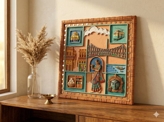 Handcrafted Bengal Folk Art Jute rug
