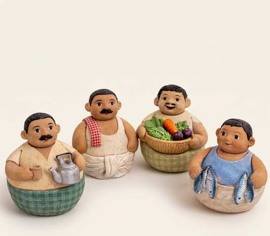 Kolkata Chronicles Miniature Figurine Set – Handcrafted Bengal Heritage Clay Art Gift Set
