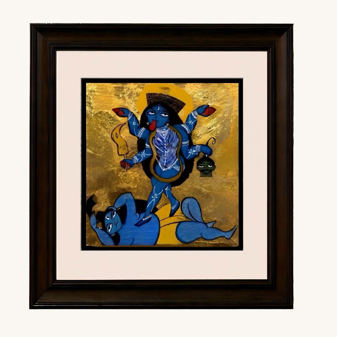Kalighat Style Painting Wall Frame – Handpainted Bengal Folk Art for Home Decor