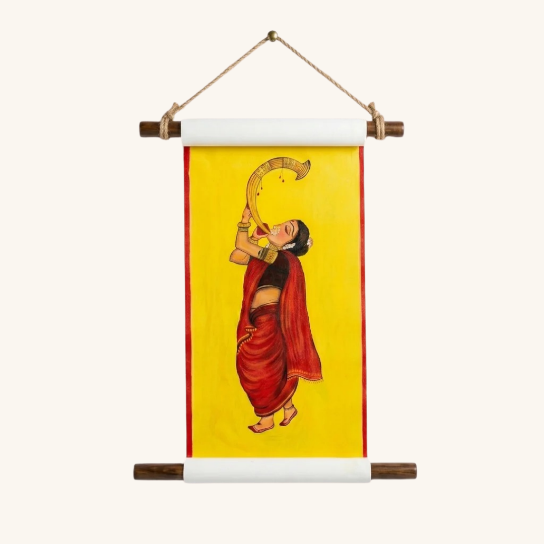Shankhnaad Handcrafted Wall Scroll – Handpainted Art for Home Decor