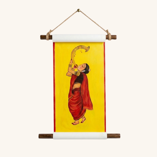 Shankhnaad Handcrafted Wall Scroll – Handpainted Art for Home Decor