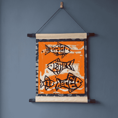 Hand Painted Wall Hanging Canvas Scroll Japanese Art