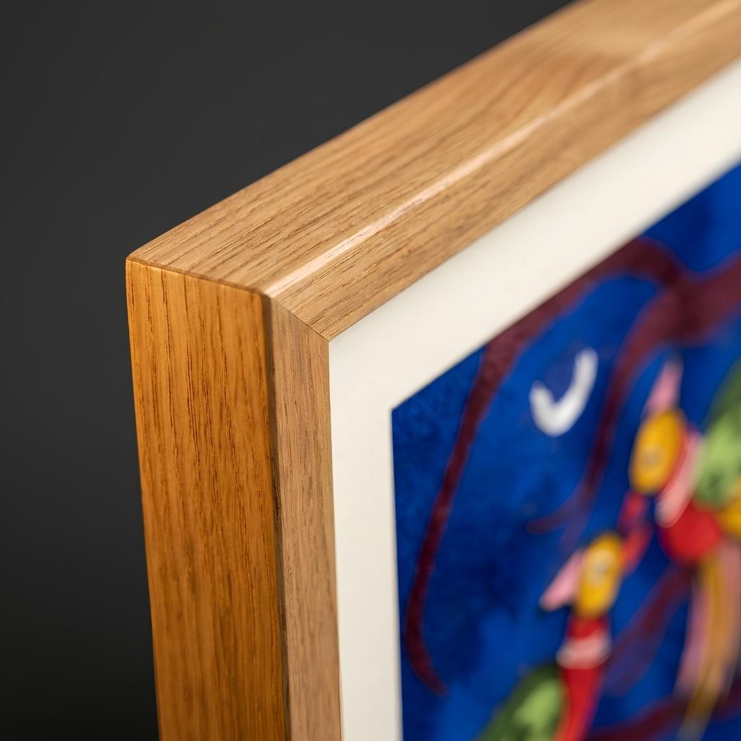 Pakhi Katha Folk Art Framed Wall Art – Handwoven Wool in Wooden Frame