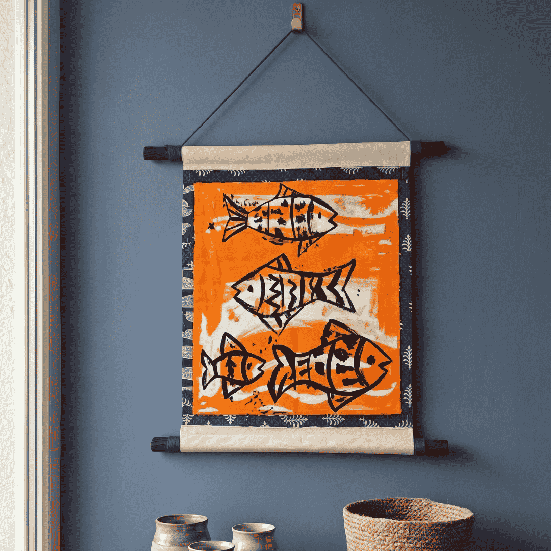 Hand Painted Wall Hanging Canvas Scroll Japanese Art
