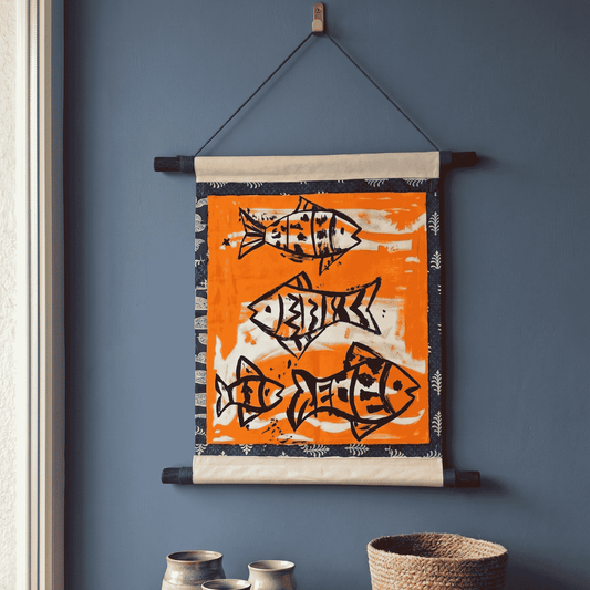 Hand Painted Wall Hanging Canvas Scroll Japanese Art