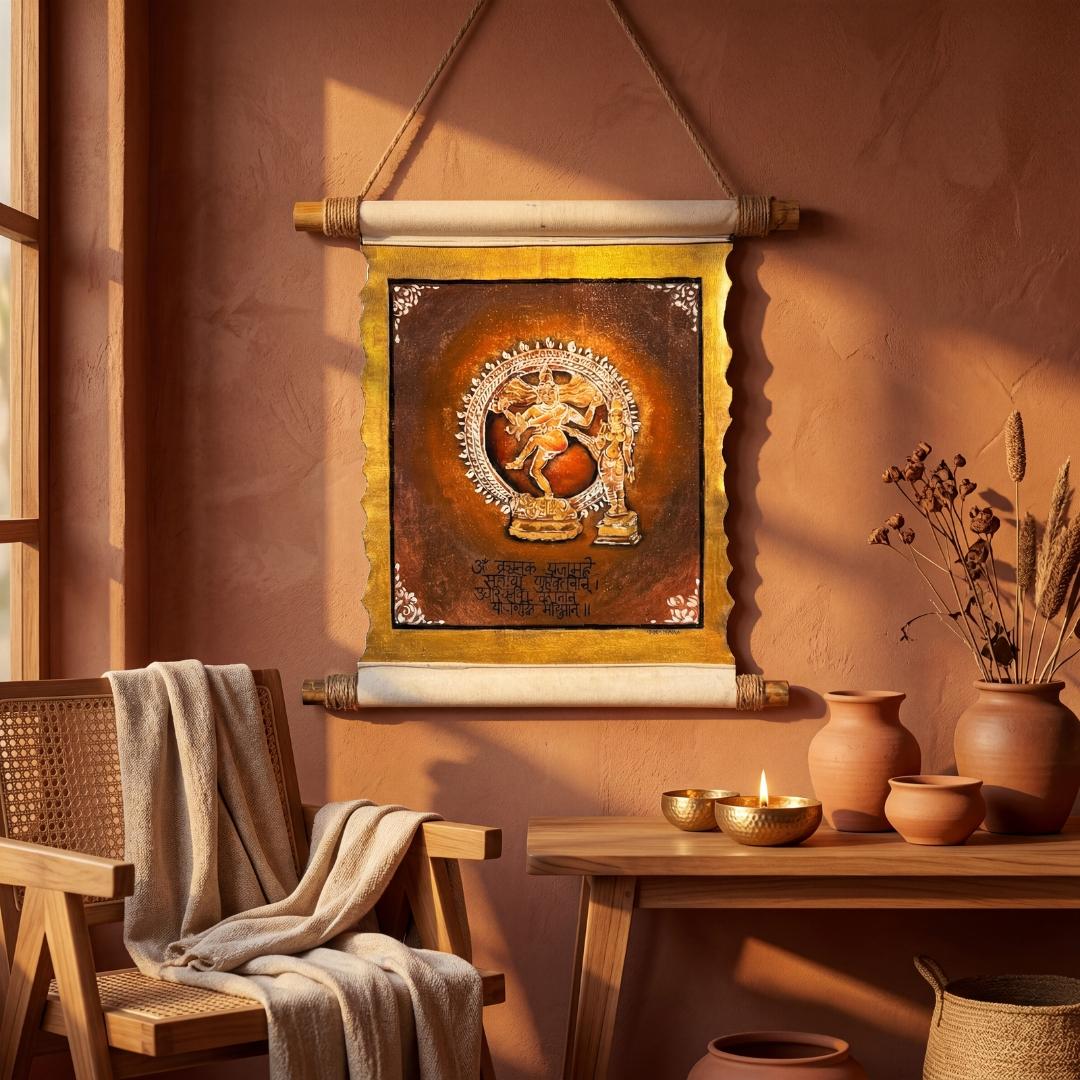 Handpainted Wall Hanging – Vintage Natraj Painting Scroll