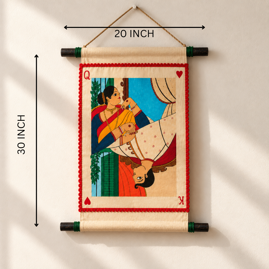 Handcrafted Wall Hanging Scroll Raja Rani