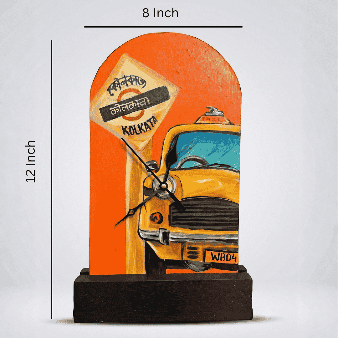 Handcrafted Wooden Table & Wall Clock Kolkata souvenir