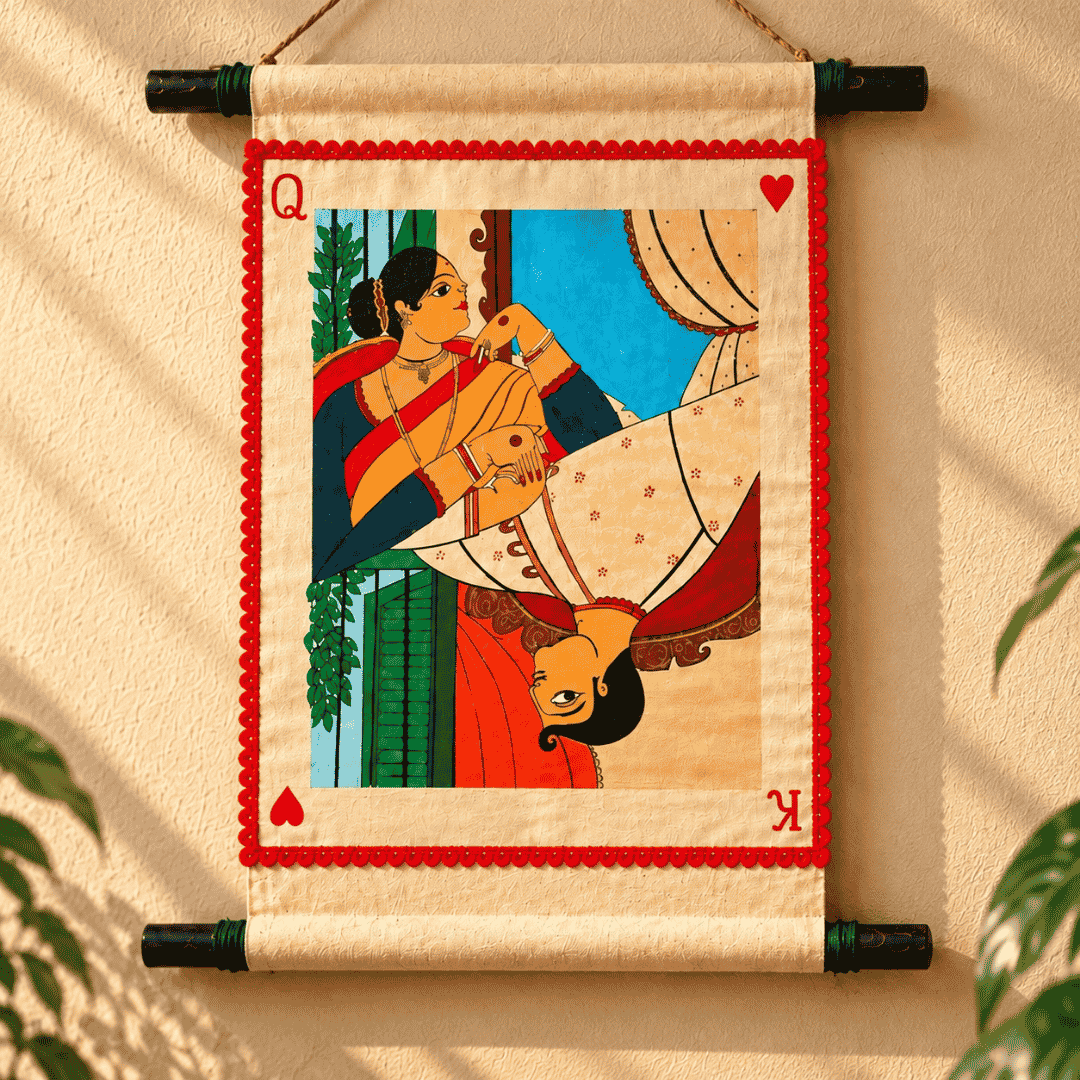 Handcrafted Wall Hanging Scroll Raja Rani