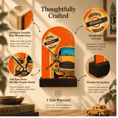 Handcrafted Wooden Table & Wall Clock Kolkata souvenir