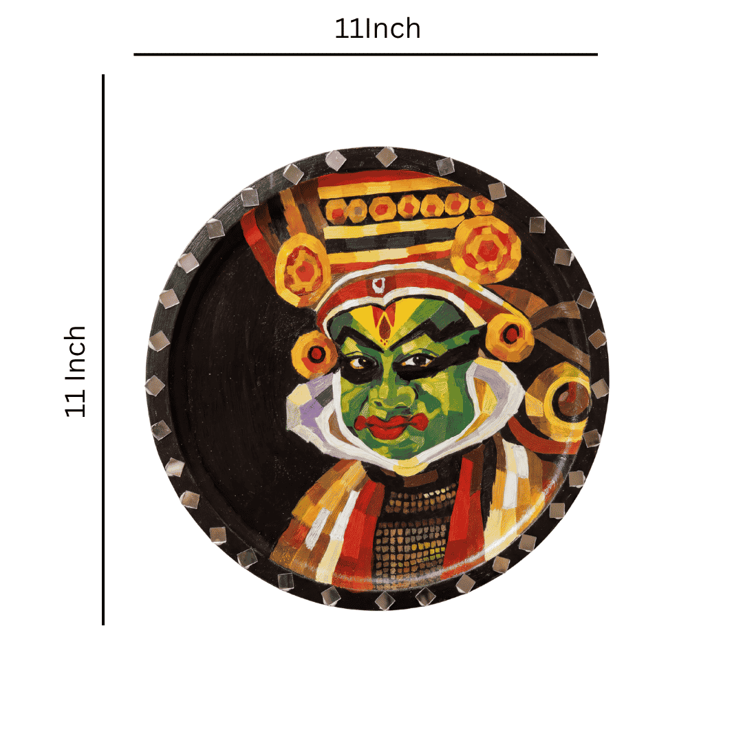 Handcrafted Wooden Wall Hanging Decor - Kathakali Painting