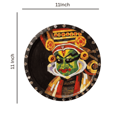 Handcrafted Wooden Wall Hanging Decor - Kathakali Painting