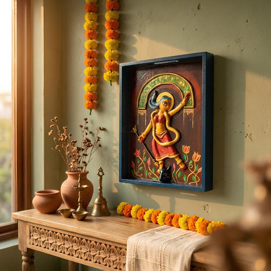 Maa Durga Handcrafted Wooden Tray
