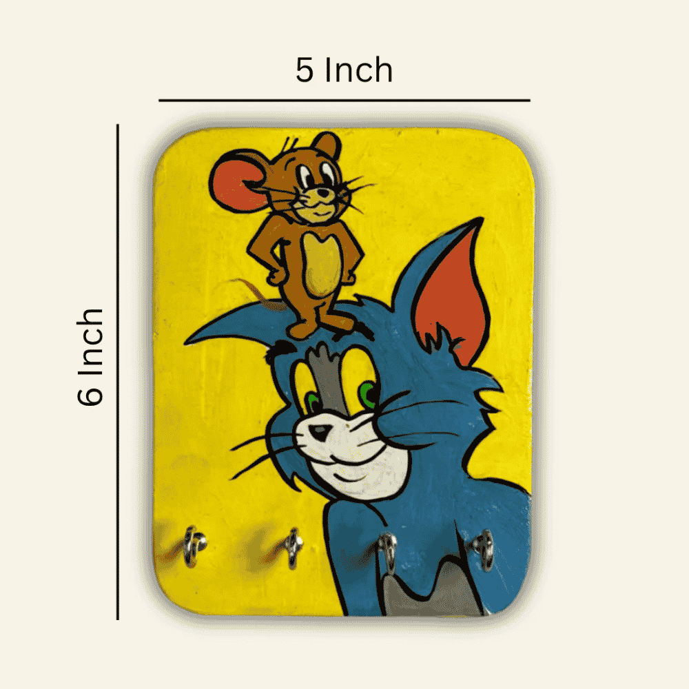 Wooden Key Holder Hand Painted Tom & Jerry
