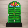 Wooden Table Clock Bonedi Barir Janla Green with Table Stand