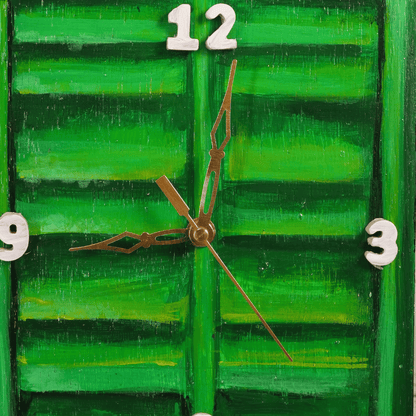 Wooden Table Clock Bonedi Barir Janla Green with Table Stand