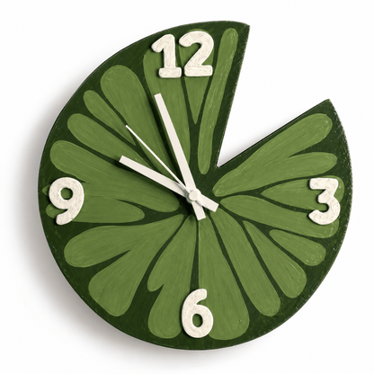 Wooden Lotus Leaf Clock Wall Decor