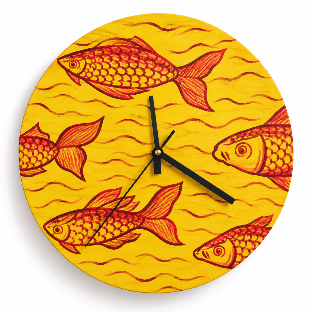 Wooden Wall Clock Japanese Painting Wall Decor