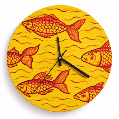 Wooden Wall Clock Japanese Painting Wall Decor