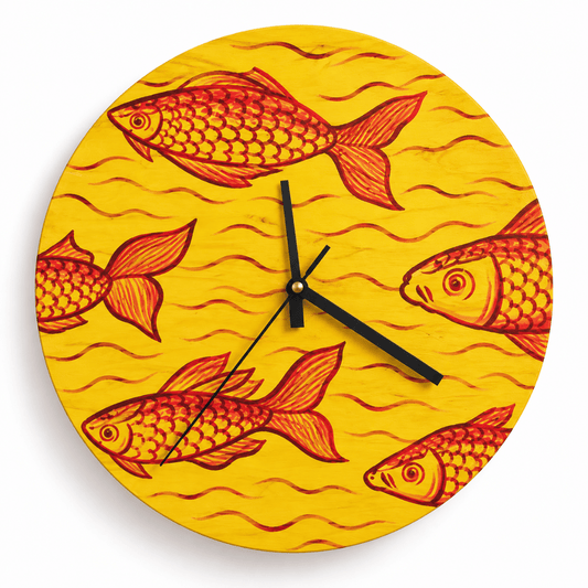 Wooden Wall Clock Japanese Painting Wall Decor