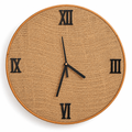 Handcrafted Wooden Clock Roman theme Jute Textured