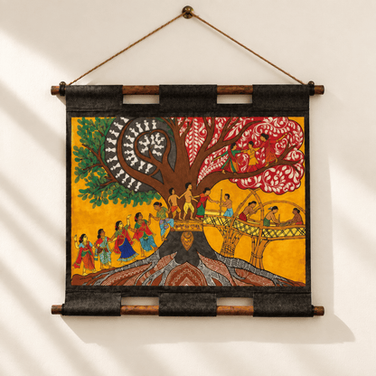 Hand Painted Wall Hanging Scroll Indian Art