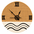 Wooden Wall Clock Analog Handcrafted Jute Texture