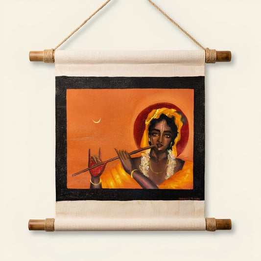 Krishna Painting - Hand Painted Scroll