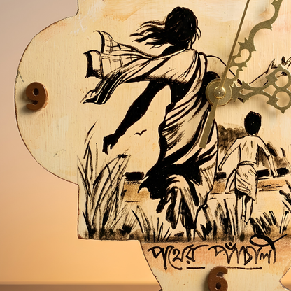 Handmade Wooden Table Clock – Pather Panchali Inspired Art