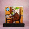 Wooden Wall & Table Clock Hand Painted Rabindranath Tagore with Wall Mount & Table Stand