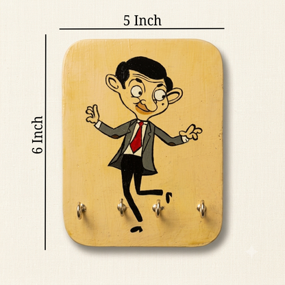 Handmade Wooden Key Holder Mr. Bean | Wall Mounted Key Rack