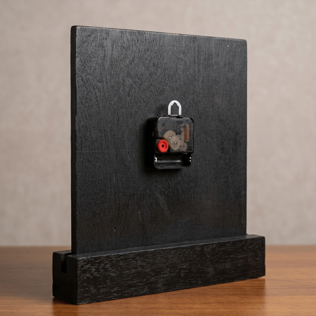 Wooden Handcrafted Clock with Wall Mount & Table Stand Maa Durga Painting