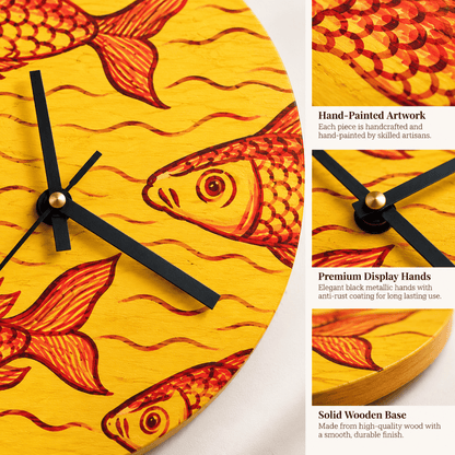 Wooden Wall Clock Japanese Painting Wall Decor