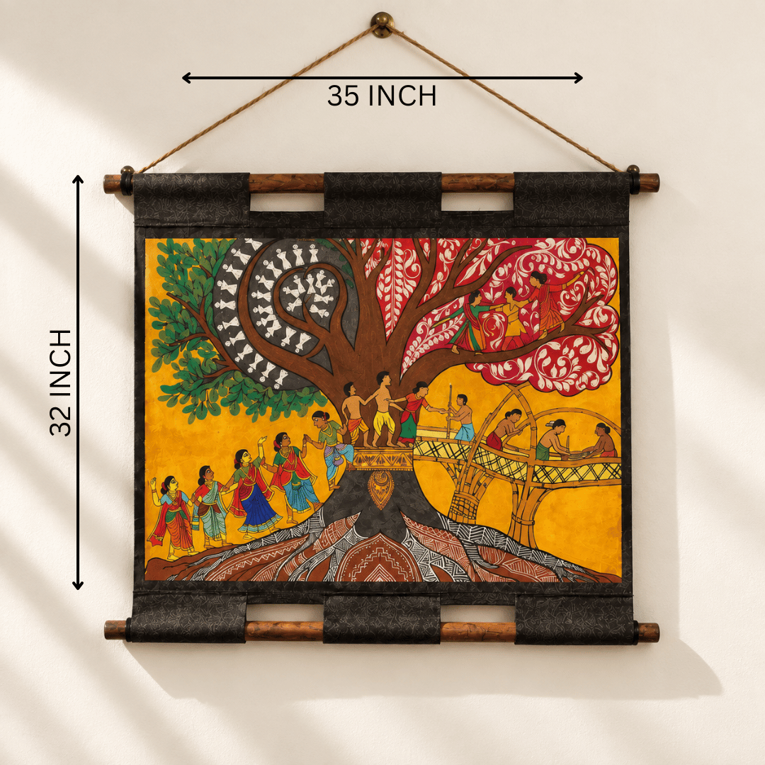 Hand Painted Wall Hanging Scroll Indian Art