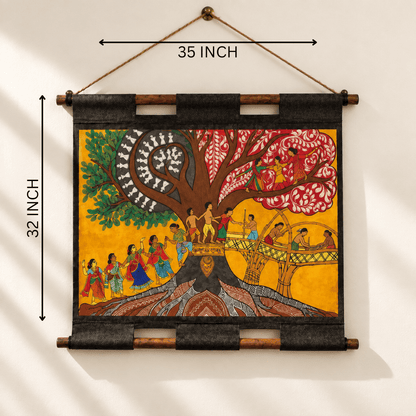 Hand Painted Wall Hanging Scroll Indian Art
