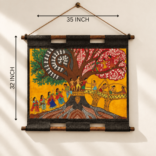 Hand Painted Wall Hanging Scroll Indian Art