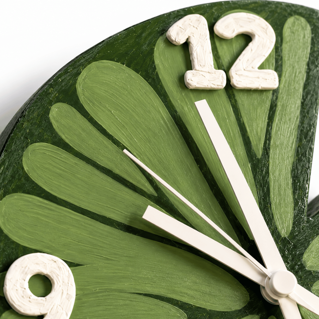 Wooden Lotus Leaf Clock Wall Decor