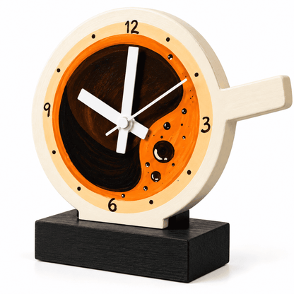 Handcrafted Wooden Desk Clock Coffee Cup Themed