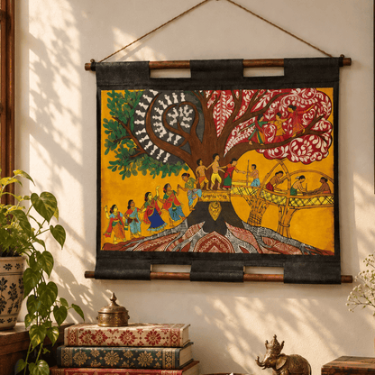 Hand Painted Wall Hanging Scroll Indian Art