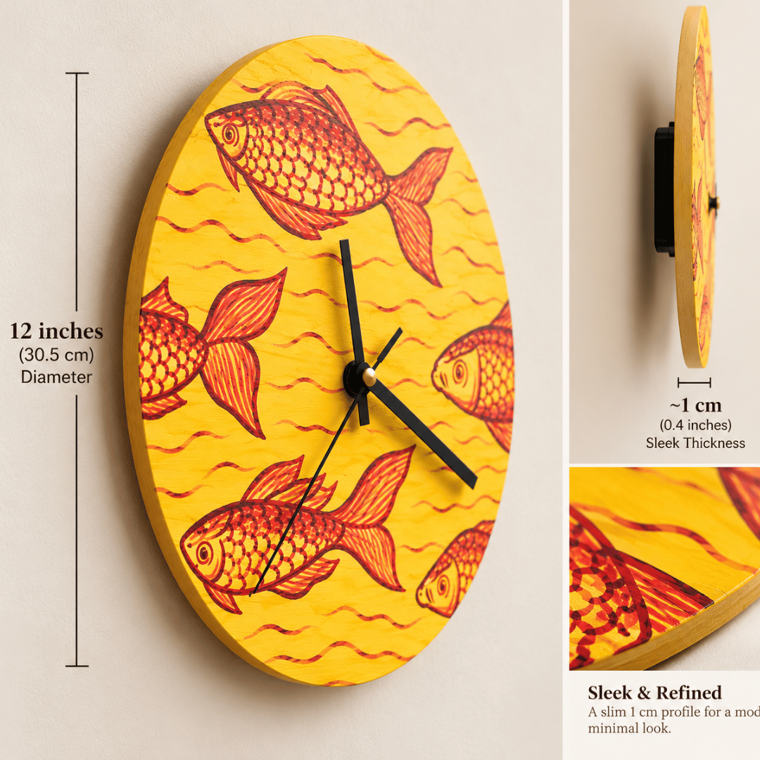 Wooden Wall Clock Japanese Painting Wall Decor