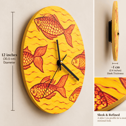 Wooden Wall Clock Japanese Painting Wall Decor