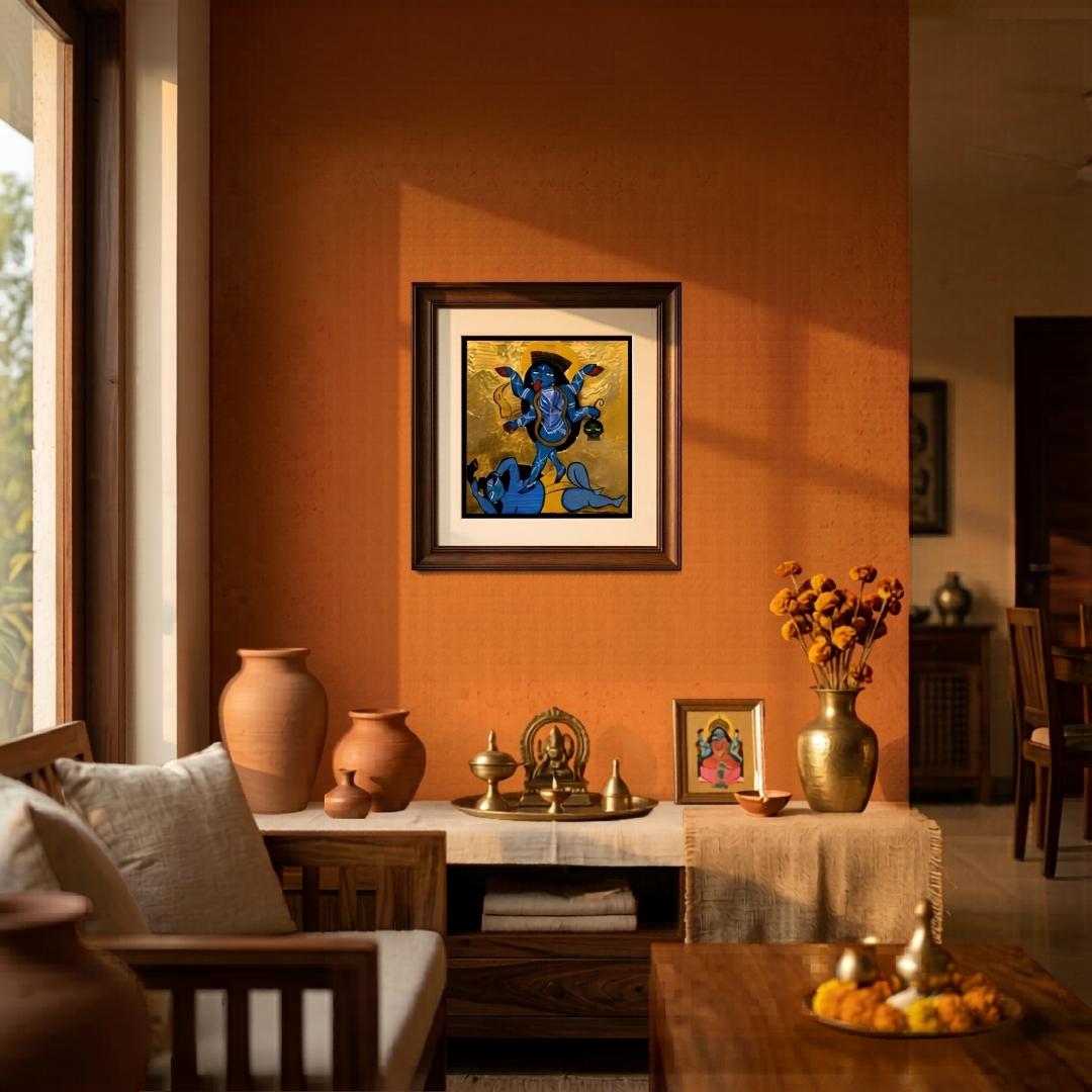 Kalighat Style Painting Wall Frame – Handpainted Bengal Folk Art for Home Decor