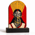 Wooden Wall + Desk Clock Handpainted Vintage Durga