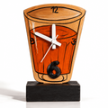 Handcrafted Wooden Table Clock Chai Cup Home Decor