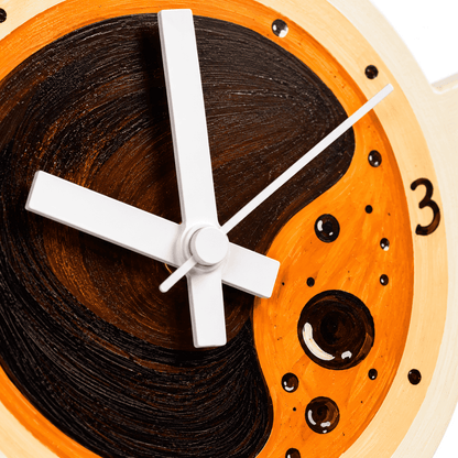 Handcrafted Wooden Desk Clock Coffee Cup Themed